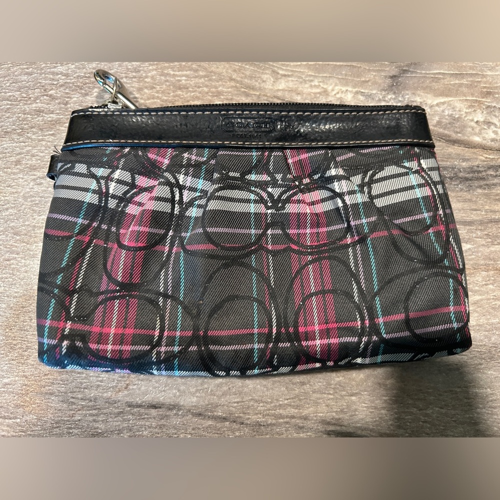 Coach Black & Pink Tartan Plaid Wrislet